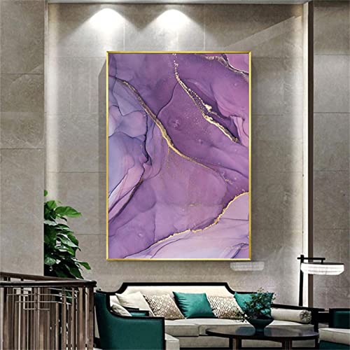 Toile violette rose or decoration salon - Impression murale abstraite 70x100cm - 2