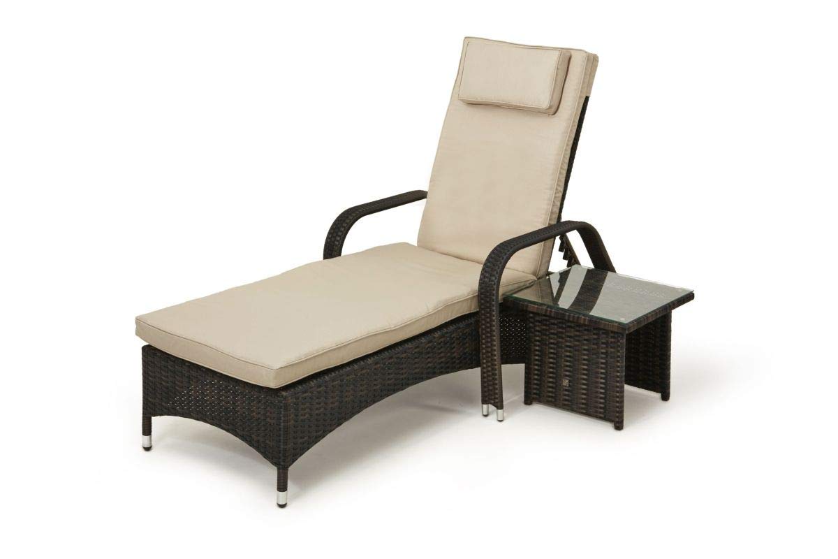 Florida Sunlounger Set Rattan Garden Furniture Outdoor Daybed Rattan Outdoor Sunbed Brown