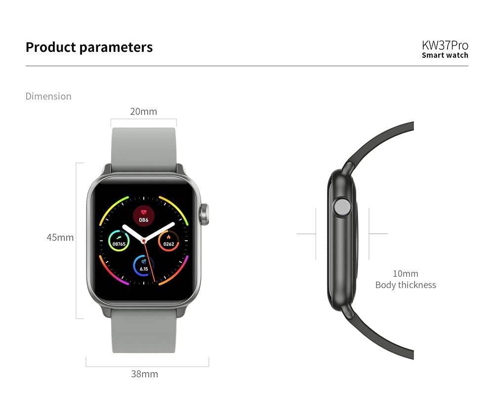 Reloj inteligente, rastreador de actividad física, medición de temperatura impermeable IP68, monitor de frecuencia cardíaca, pulsera deportiva para Android iOS (gris)