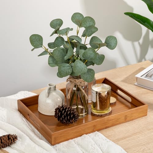 Bambus Tablett mit Rand 40×28 cm – Serviertablett aus natürlichem Bambus, Dekotablett für Küche, Wohnzimmer & Bad, rechteckig, Dunkelbraun 1 Stück