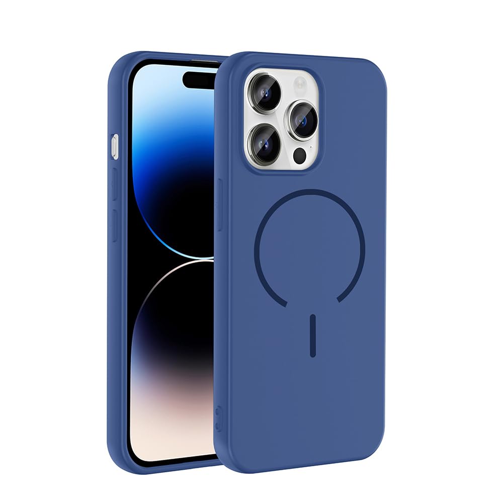 Zore Apple ile uyumlu iPhone 14 Pro Max Kılıf M-safe Şarj Özellikli Zore Meta Kapak Lacivert