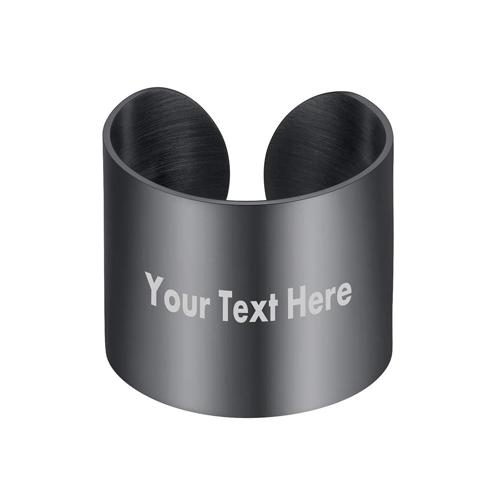 PROSTEEL Personalizzabile Anello Aperto Donna Uomo Semplice Unisex, Acciaio INOX/Placcato Oro, Largo 5 10 17 mm, Misura Regolabile 12-27, Stile Hip Hop Punk, Argento Nero Oro (con Confezione)