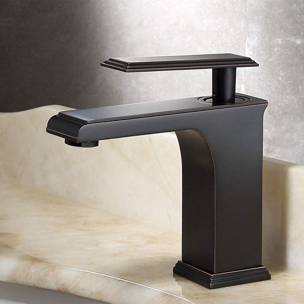 OIFAODAO Water tap, Bathroom Basin Faucet Brass Sink Mixer Tap Hot Cold Single Handle Deck Mounted