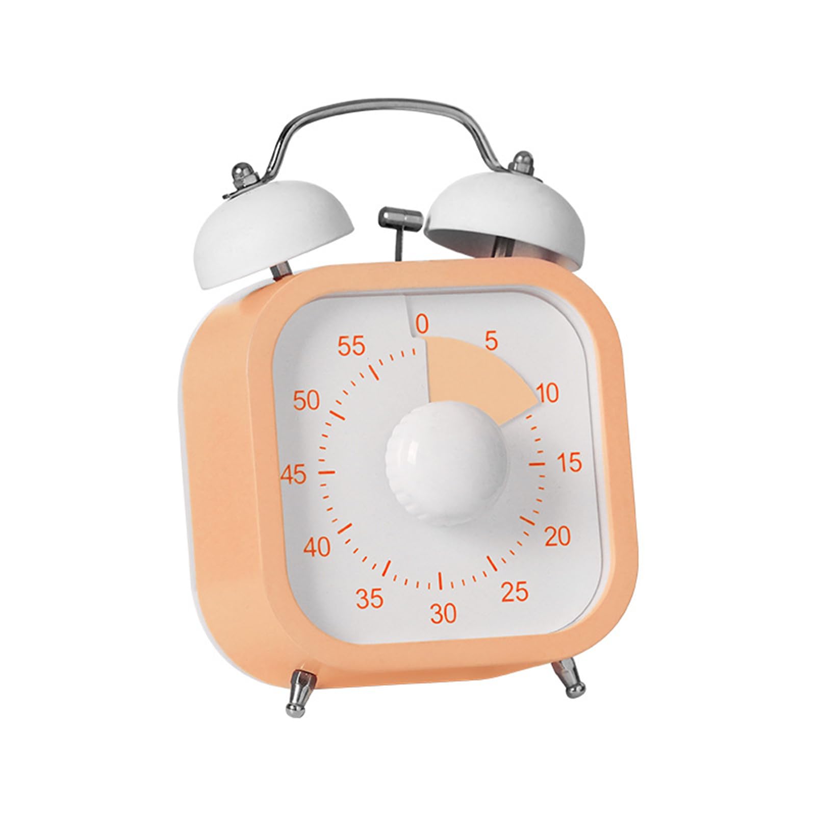 Tfaoys Square Oranges Kids Educational Manual Countdowns Timer With Twin Bells Loud Alarm Mechanical Visual Timer Battery Operated Time Management Tool Desk Study Clock Learning Homework Reading Reminder Bedside Alarm Time