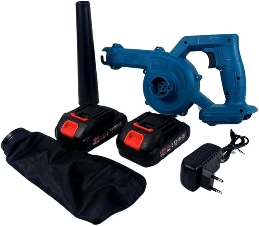 Soplador a batería, soplador eléctrico con doble batería, soplador de hojas, mantenimiento de jardín, ligero para césped, patio, soplar hojas y polvo