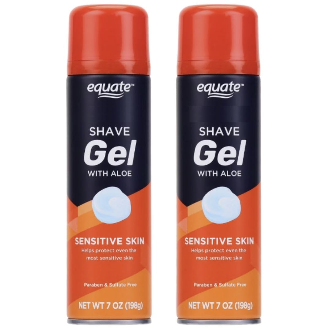 Equate Sensitive Skin Shave Gel with Aloe, Paraben & Sulfate Free, 7 oz Each, 2 Count
