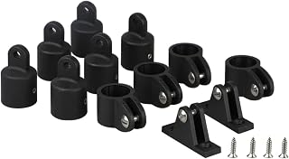 Cipliko Black Nylon Marine Bimini Top Fittings,Marine 3 Bow Bimini Top Nylon Fittings - Hooks Pad Eye 7/8 Inches Boat Jaw Slide 7/8 Inches Caps Eye End Deck Hinge for Boat