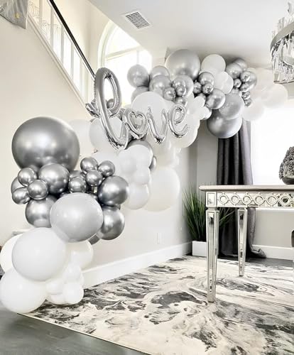 Image of Voircoloria Metallic Silver Balloons, 66pack 12inch Chrome Silver Latex Party Balloons for Graduation, Wedding, Birthday, New Year, Baby Shower, Anniversary, Holiday Party Decorations