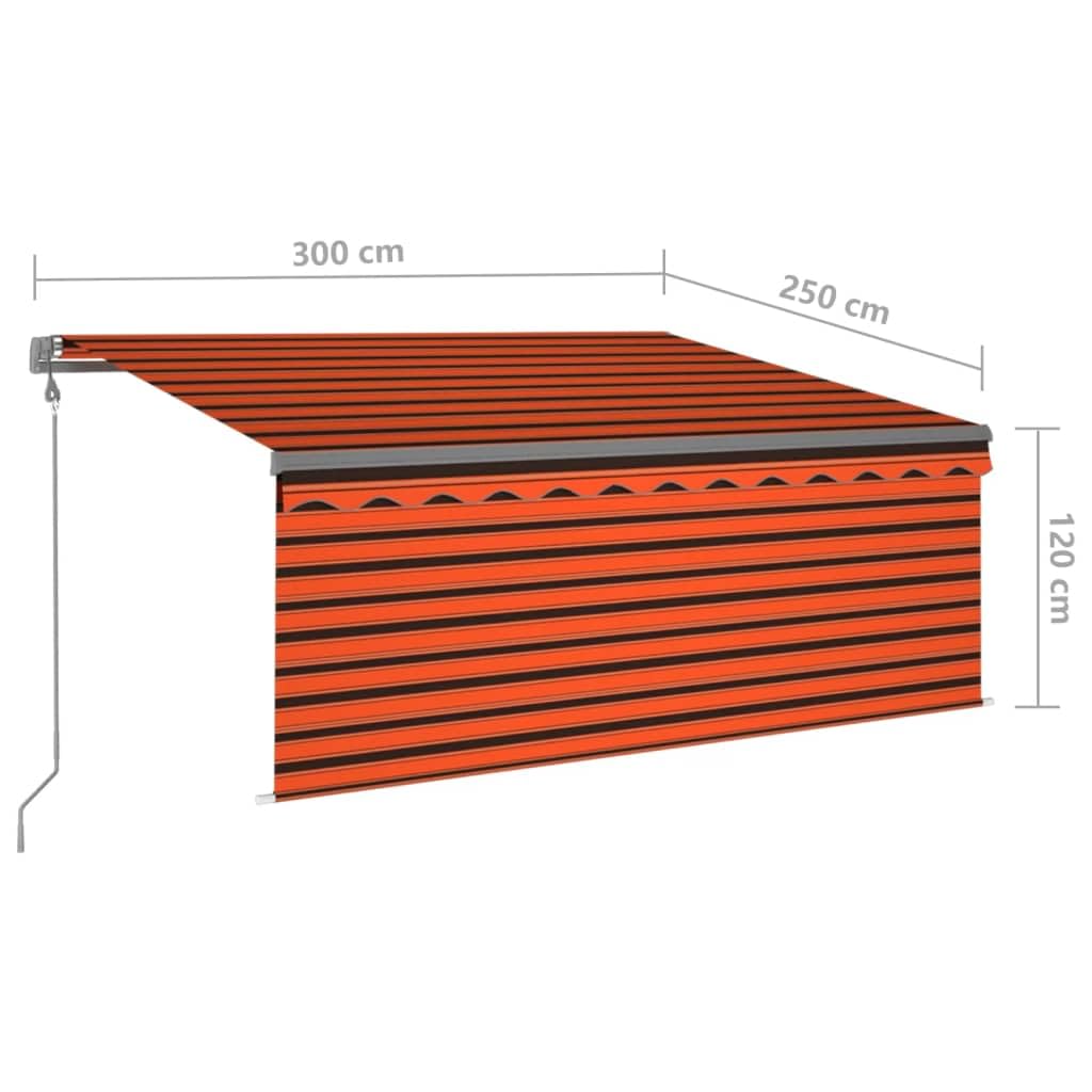 Automatyczna markiza z roletą LED i czujnikiem wiatru, 3 x 2,5 m, malowana proszkowo rama aluminiowa, ochrona przed promieniowaniem UV i ochrona przed deszczem, na taras, do ogrodu, na