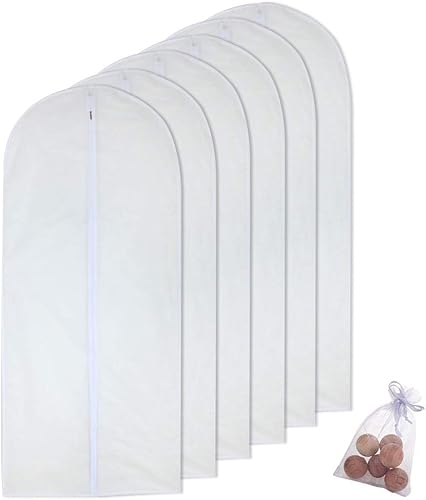 Vista 111 de Bolsas de ropa para colgar ropa, bolsa de traje transpirable (juego de 12) fundas con cremallera, bolsas de ropa de PEVA, bolsas impermeables