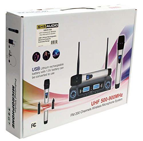 SHS Audio SWUH-500 Rechargeable UHF Professional Wireless Dual Microphone System