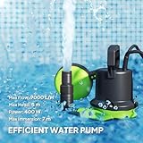 Outsunny 400W Submersible Water Pump for Dirty/Clean Water, 9000L/H Electric Sump Pump with Float Switch, Drain Water from Garden Pond, Hot Tub, Ditches, Portable and Lightweight - Image 3