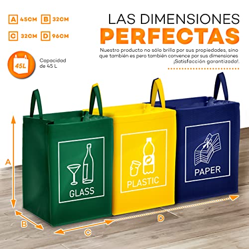 Miniatura 5 de Tresko Sistema De Separación De Residuos 3 En 1 Para Vidrio, Plástico Y Papel, Sistema De Separación De Residuos Fácil De Limpiar, Resistente