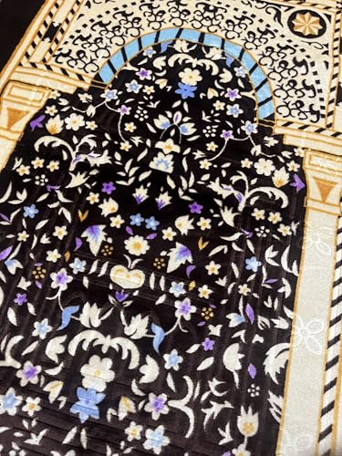 Image of Janamaz Prayer Mat Turkey Soft Velvet | Namaz Mat, Janimaz Namaz Aasan, Islamic Prayer Rug for Salah | 70x110 CM (Printed Brown2)