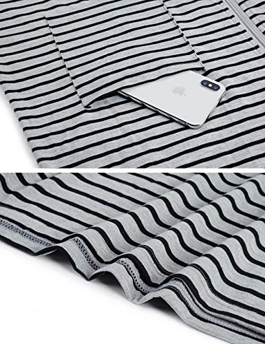 Image of Bloggerlove Zipper Front Robes for Women House Coat Half Sleeve Loungewear Long Nightgown with Pockets S-3XL
