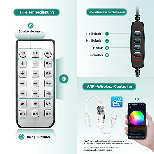 LED Aquarium Licht - 4 Kanäle Dimmbare Pflanze Tank Mit Schwanenhals, Vollspektrum Nano Aquarium, Zeitgesteuert – Bild 4