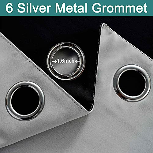 Image of Yakamok 100% Blackout Curtains for Bedroom 84 Inch Length, 2 Thick Layers Thermal Insulated Grommet Total Blackout Drapes with Black Liner for Living Room (42Wx84L,Light Grey, 2 Panels)