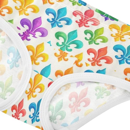 Joisal Colorful Fleur De Lis White Girls Underwear Toddlers 2t Cotton Panties Little Girl Aesthetic Undies Kids Briefs4