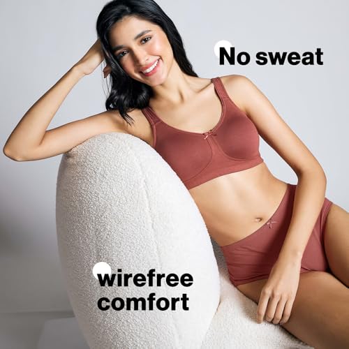 Image of NYKD NYB105 Wirefree Cotton No Sweat Breast Seperating Non-Padded Full Coverage Bra for Women (Available in Plus Size)