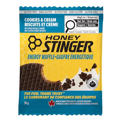 Image of Honey Stinger Organic Gluten Free Cookies & Cream Waffle | Energy Stroopwafel for Exercise, Endurance and Performance | Sports Nutrition for Home & Gym, Pre and Post Workout | 12 Waffles, 12.72 Ounce | wafer-cookies