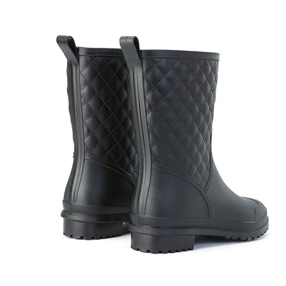 Bota Agua Mujer Jardín Trabajo Lluvia Botas Antideslizante Wellington Boots Negro Caqui Azul 36-43 Negro 42-2