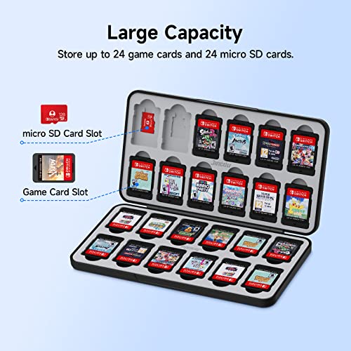 Random Pattern 24-Slot Switch Game Card Case Compatible With Switch Games & Sd Cards, The Games Holder Organizer Suitable For Switch, Lite & Oled Game Cards, Black #TOP2
