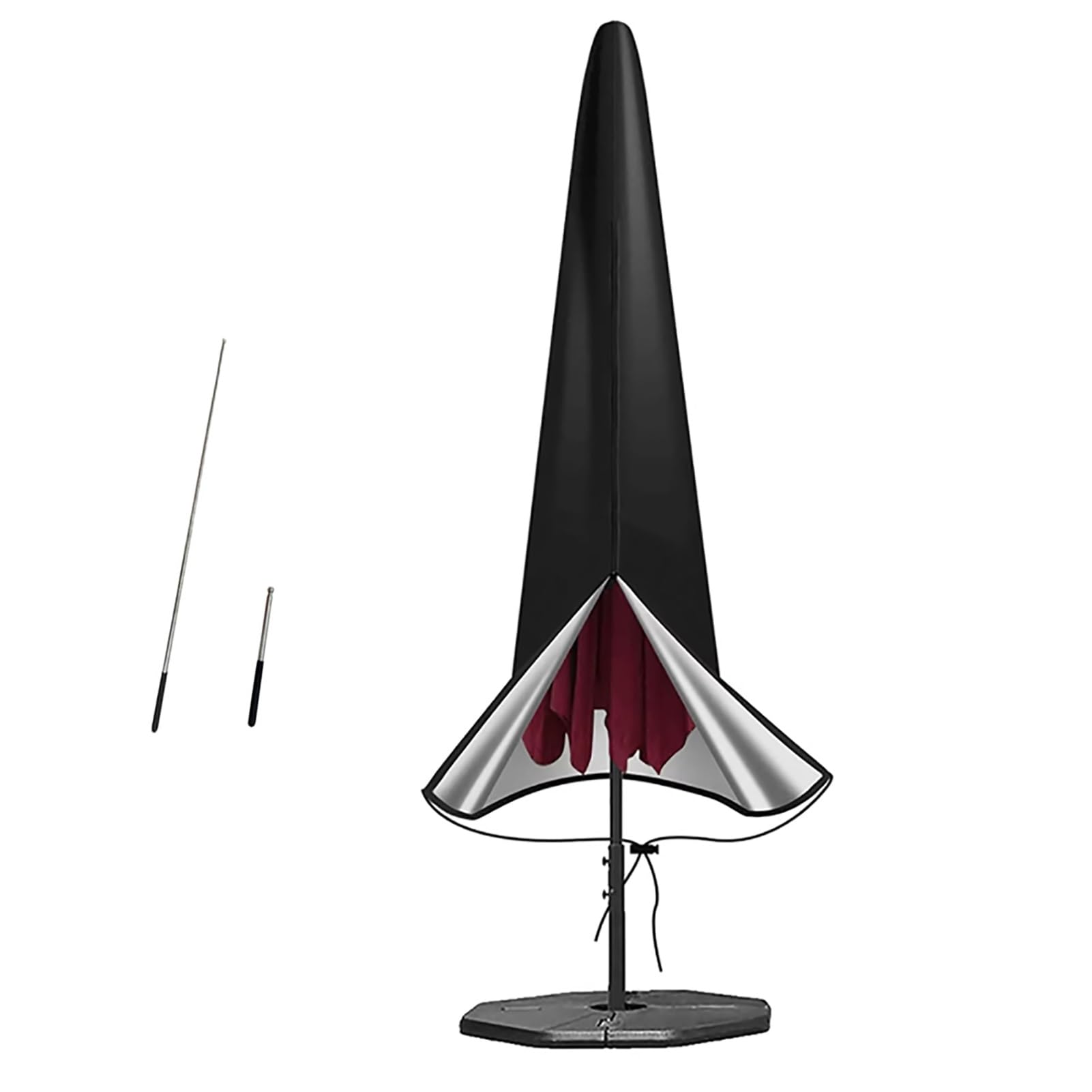 Copertura per ombrellone a sbalzo da 9 a 3,7 m, resistente alle intemperie, con asta telescopica e cerniera, colore nero
