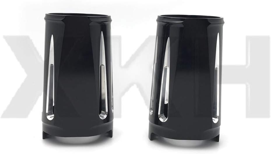 SMT- Deeply Cut Black Fork Boot Set Slide Cow Bells Compatible With Harley Street Glide 14-17 [B07PJR7RST]
