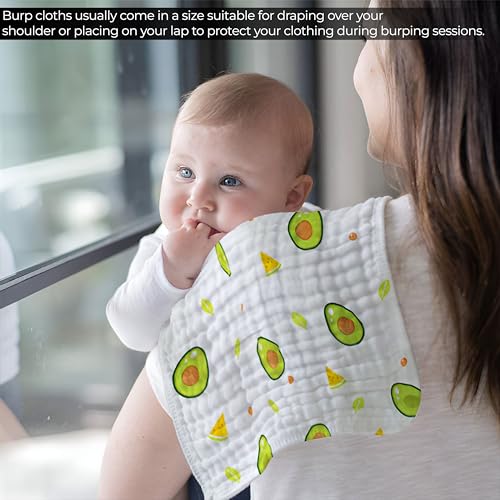 Image of BEMBIKA Baby Burp Cloths for Boys Girls Baby Muslin Burping Cloth Unisex Baby Essentials for Newborn Infants - Green Avocado
