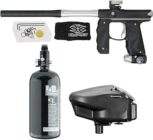 Empire Mini GS - Marcador electrónico de pistola de paintball con tanque de paintball 483000 HPA y combo de cargador de paintball electrónico Empire