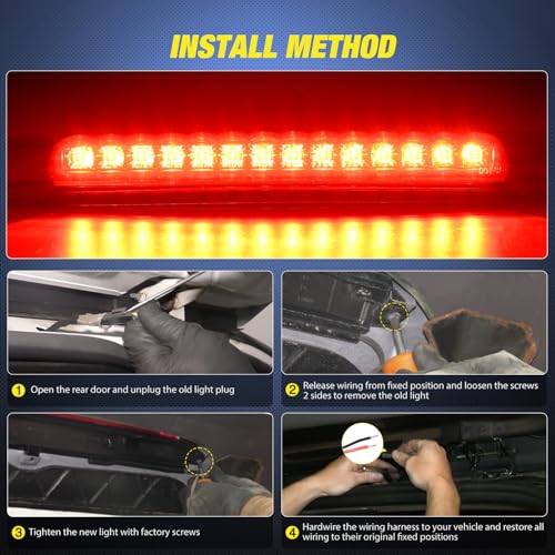 Image of Nilight Third Brake Light Tail High Mount 3rd Stop Cargo Reverse Lights Smoked Lens for Chevy Trailblazer and GMC Envoy 2002-2009 Buick Rainier 2004-2007 Isuzu Ascender 2003-2008 Rear Center Cab Lamp