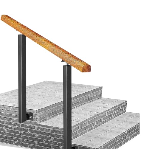 Barra de seguridad de madera ajustable para montaje lateral de 2 y 3 peldaños para exteriores, jardín, pasillo, terraza, soportes de ángulo de 0° 270° y accesorios de pared