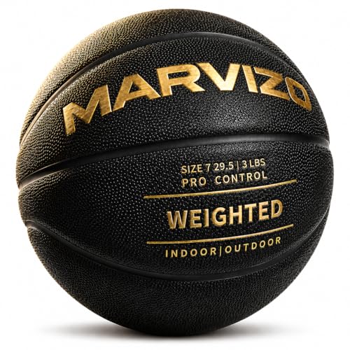 MARVIZO 3LBS Elite Weighted Heavy Basketball Training Equipment Official Size 7 (29.5) Durable in&Outdoor Enhanced Grip Composite Leather Improve Handling Dribbling Passing Rebounding Skills