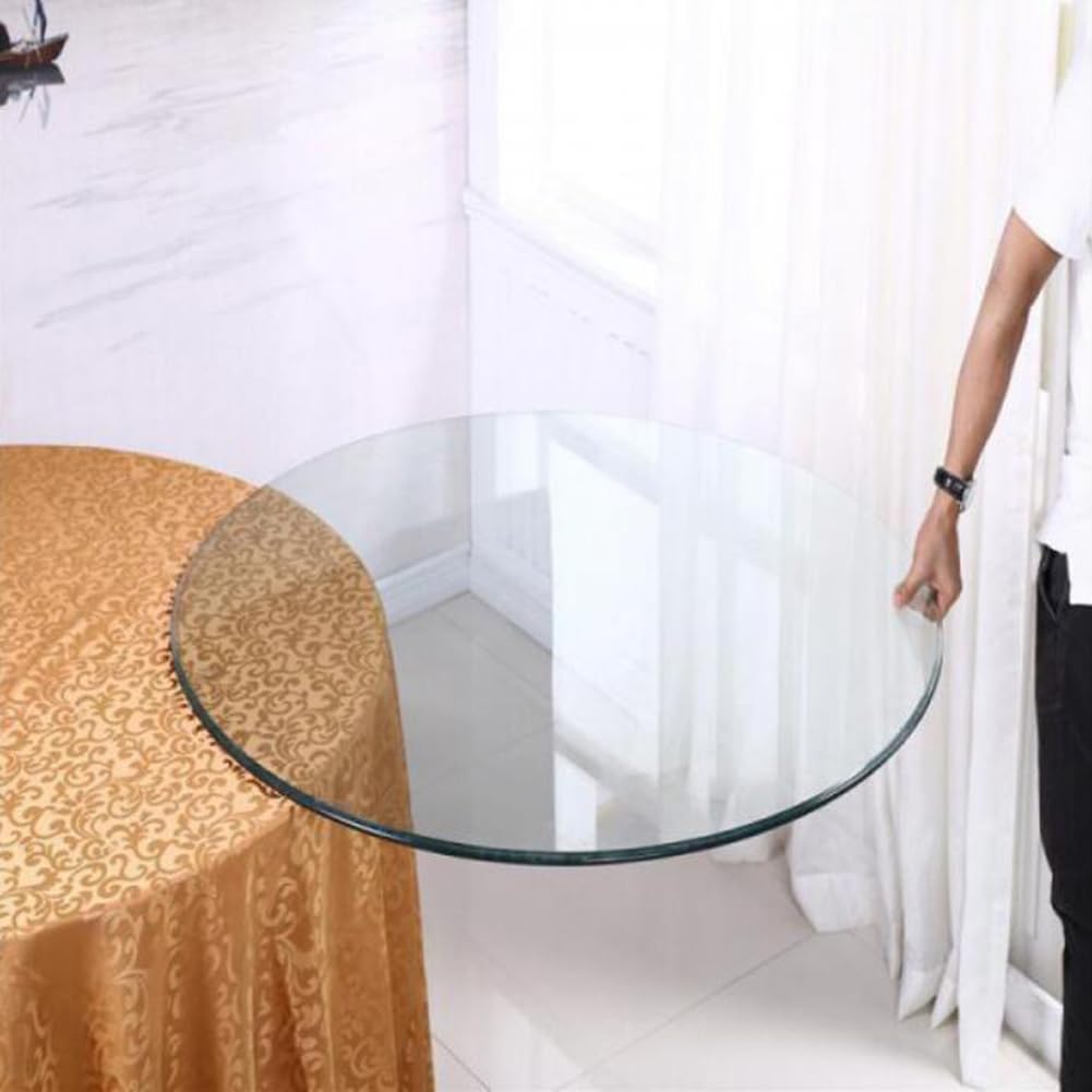 Vetro Temperato Pigro Giradischi per Tavolo da Pranzo Superficie Spessa 3/8 Piano del Tavolo Trasparente Bordo Lucidato A Matita Multiuso Tavolo da caffè Tavolo da Ristorante(Size:100cm)