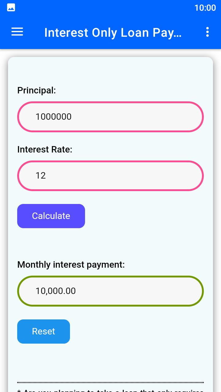 Interest Only Loan Payment Calculator - App on Amazon Appstore