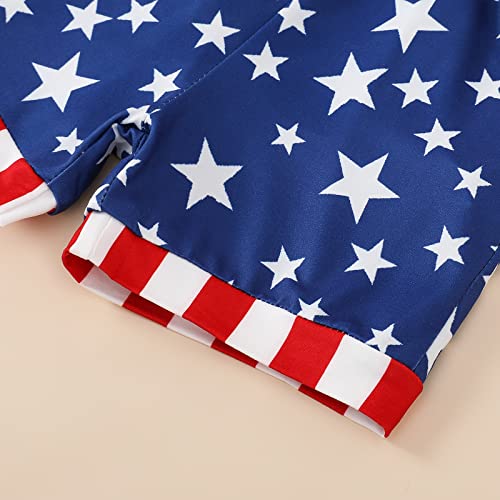Image of Noubeau 4th of July Toddler Boys Outfits American Flag Tank Tops Patriotic T-Shirts Tees Star Pocket Drawstring Shorts