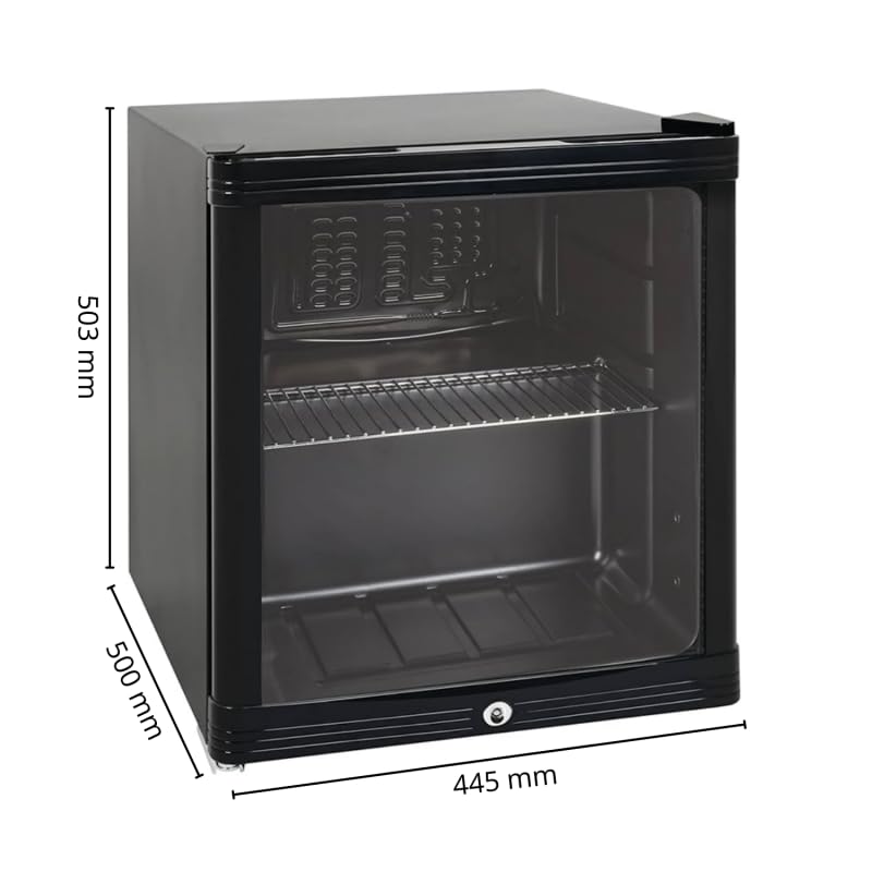 Mini armario para bebidas 52L - Refrigerador compacto positivo ventilado - Temperatura 0/+10°C - Puerta abatible con cerradura - Estante + rejilla - Iluminación LED - Gas R600a - Pies ajustables