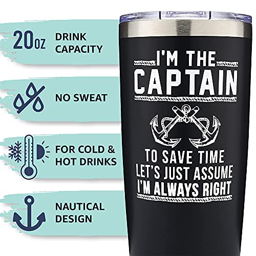 Captain Tumbler - I'm The Captain & I'm Always Right Tumbler with Lid, Funny Boating Tumbler for Men, Great Loop Gift - Image 4