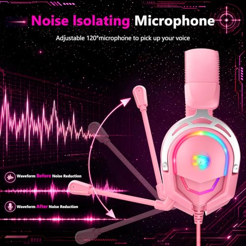 Image of K98 Wired RGB Gaming Headset with Mic, Over Ear Gaming Headphones, 50mm Neodymium Drivers, Noise Isolating Microphone, Memory Foam Cushions, Aluminum Alloy Frame for PC, PS5, PS4, Xbox, Switch
