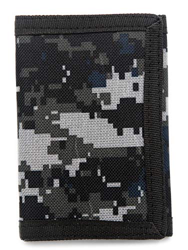Image of RFID Trifold Canvas Outdoor Sports Wallet for Kids - Front Pocket Wallet with Magic Sticker (Digital Gray)
