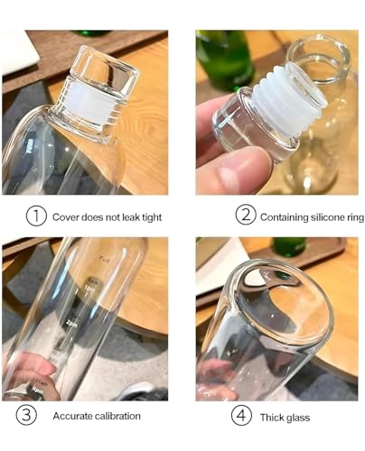 Image of PAJOMA Stylish Glass Water Bottle, Leakproof, Non Toxic, Reusable, Healthy Hydration Bottle, Ice Cube, Lightweight, Home, Office, Gym, Screw Lid, Sustainable (Available color) (Pack Of 2)