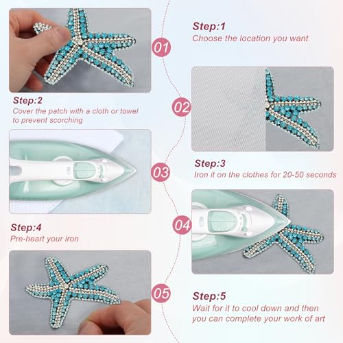 PATIKIL 4 Pcs Starfish Rhinestone Beaded Patch, Starfish Sequin Applique Patches Sew on Fabric Sequin Patch for Clothing Bag Jeans Shoes Hats Jacket DIY Crafts, Black by PATIKIL - Used condition - Image 4