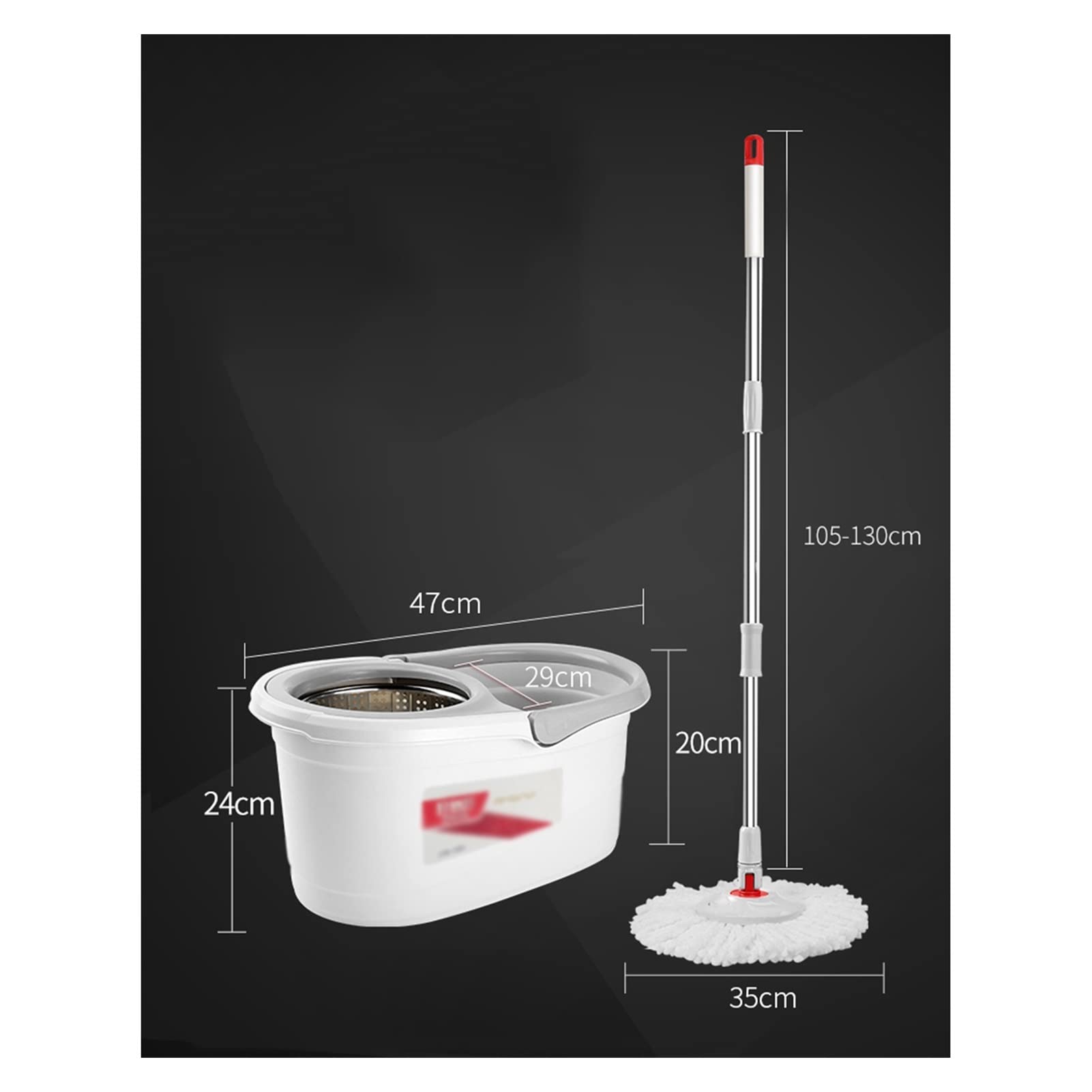 Juego de fregona y Cubo giratorios Sistema de trapeador y Cubo de Giro con 2 Cabezas de Microfibra MOP Auto retorciendo el Cubo de la fregona de Acero Inoxidable Fregonas de Microfibra (Color : B)