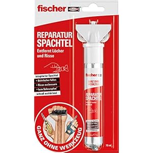 Fischer REPAIR SPATZTEL, 1x reparatiespatelbuis, 70 ml, vult gaten, repareert scheuren, hardt snel uit – zonder gereedschap – assortiment 545948