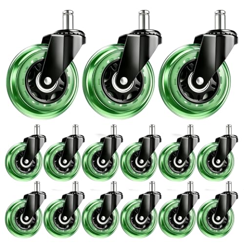 Image of 3 Inch Office Chair Wheels, Set of 15 (Green)
