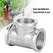 304 Stainless Steel Threaded Pipe Tee Connector Durable Industrial Strength Three Way Fitting for Plumbing Gas Lines DIY Furniture Building Materials (1 * 1 * 1 female connector)