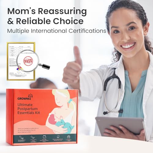 Grownsy Postpartum Essentials Recovery Kit for Labor & Delivery | Postpartum Kit for Women | Includes Upside Down Peri Bottle, Perineal Spray, Cooling Pad Liners, Ice Packs & Disposable Underwear - Image 4