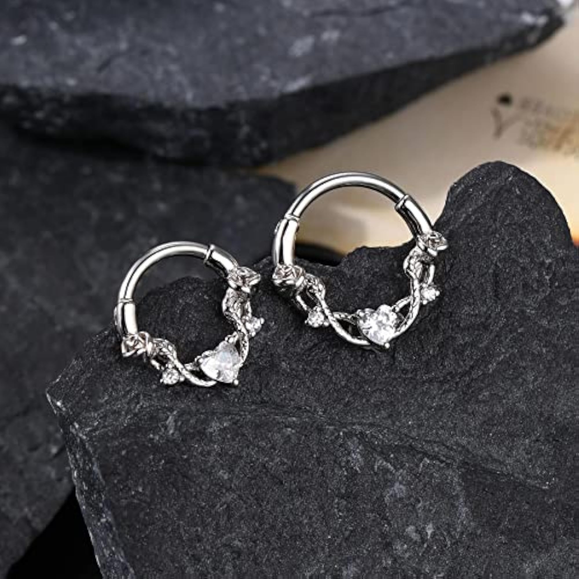 Rose Septum Ring, 16G Hinged Segment