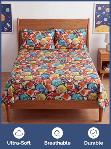 Image of Kids Queen All Star Helmets Bed Sheets - 4 Piece All Star Helmets Sheet Set