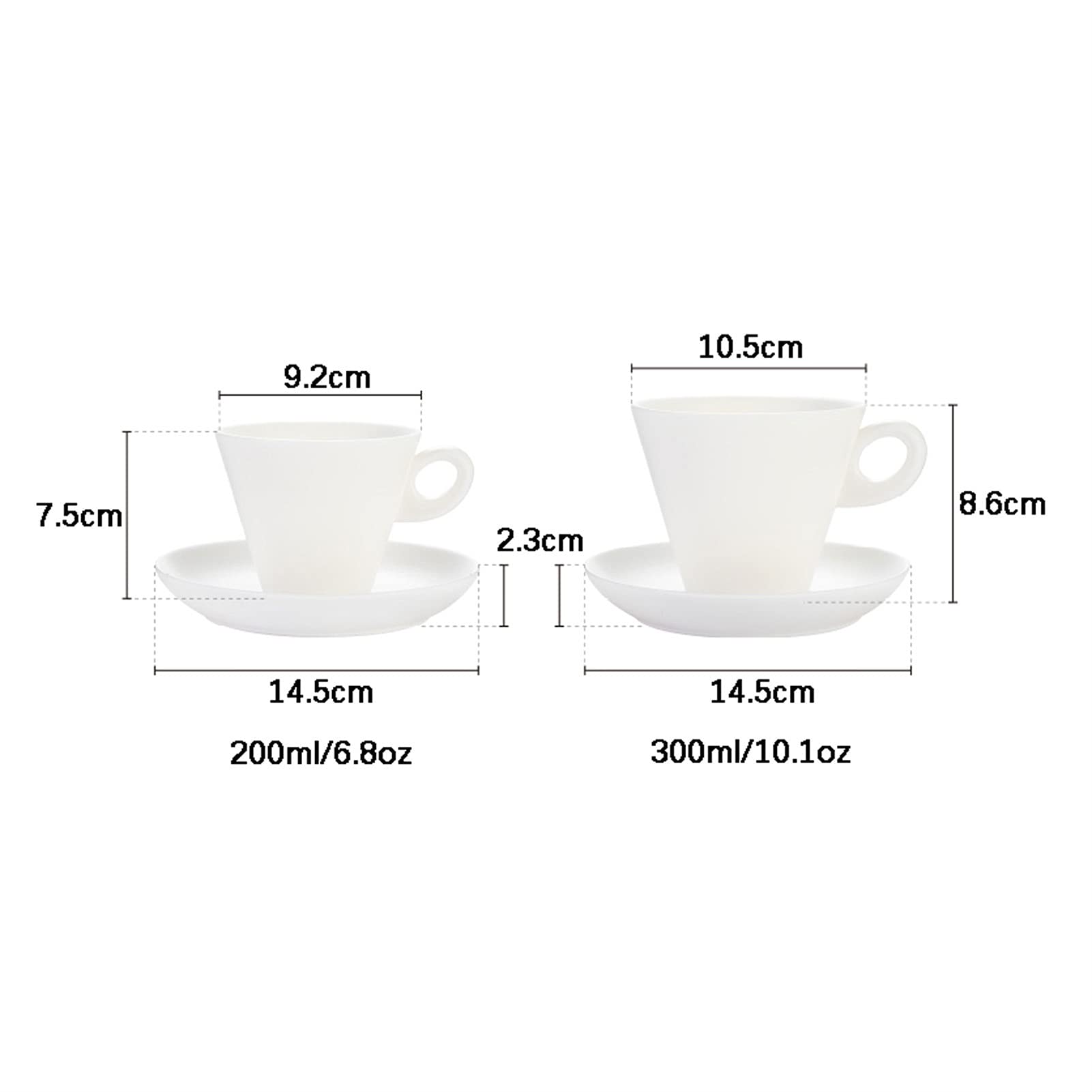 Biały łój Jade Porcelanowa filiżanka do espresso ze spodkami Porcelanowy kubek do kawy Elegancki europejski urok Ceramiczne filiżanki do kawy, kubki do herbaty(One Color Medium)